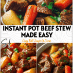 A bowl of hearty Easy Instant Pot Beef Stew with tender beef, carrots, and potatoes served hot.